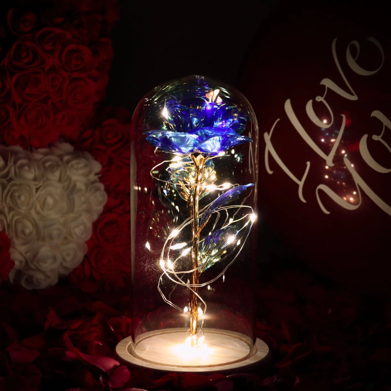 Galaxy Rose Eternal Love Lamp – Enchanting LED Light with Glass Dome