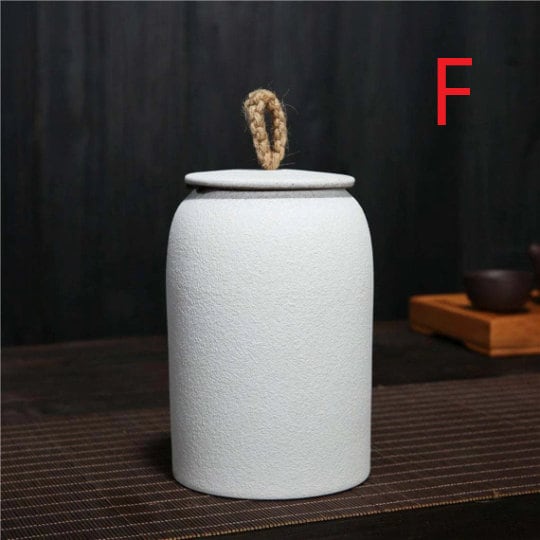 Airtight Ceramic Tea and Coffee Storage Jar – 900ml Retro Stoneware Canister