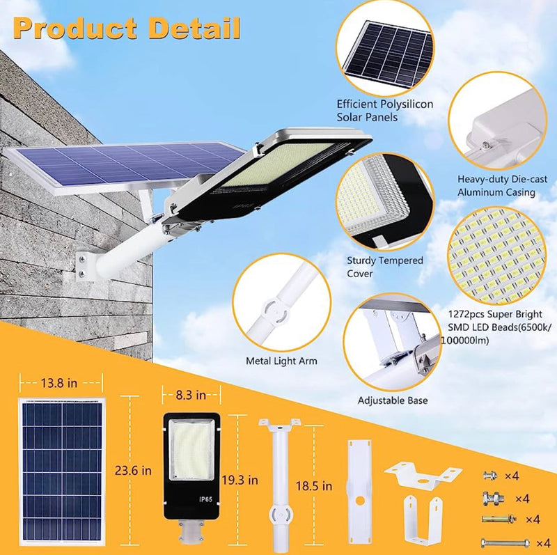 1000W Solar Street Light – High Lumen Outdoor Waterproof LED Lighting