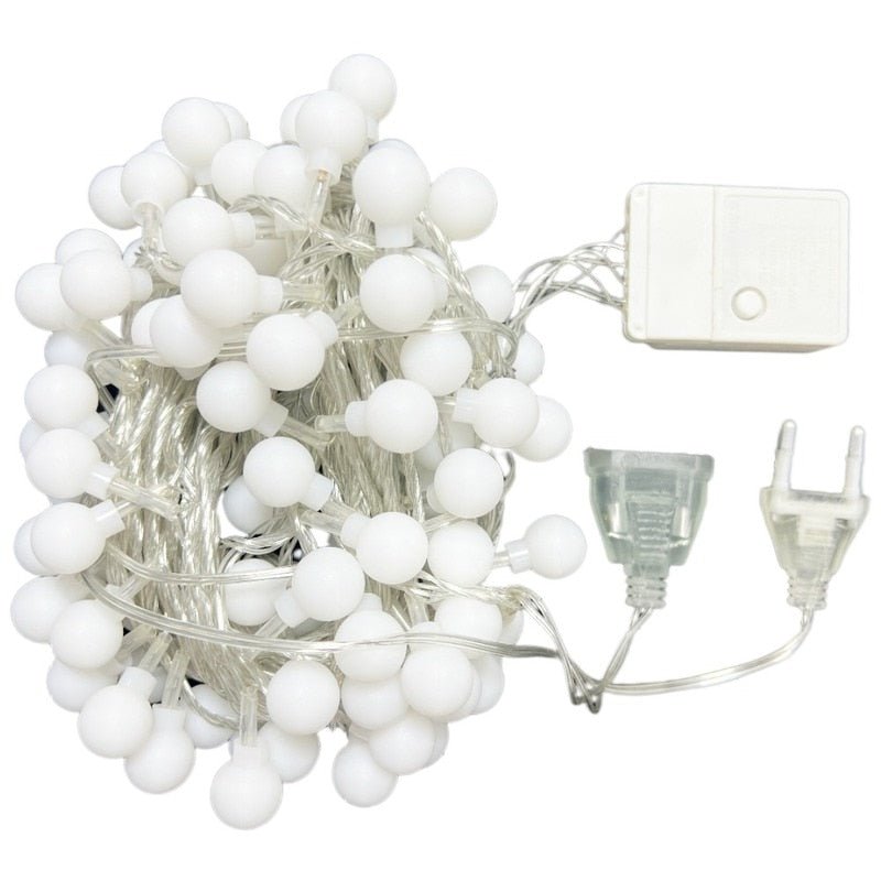 Warm White LED Ball String Lights – Perfect for Indoor & Outdoor Décor