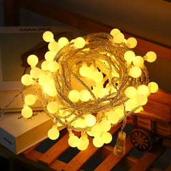 Warm White LED Ball String Lights – Perfect for Indoor & Outdoor Décor