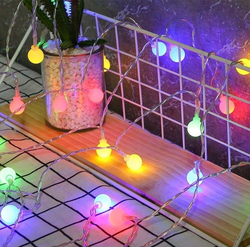 Warm White LED Ball String Lights – Perfect for Indoor & Outdoor Décor