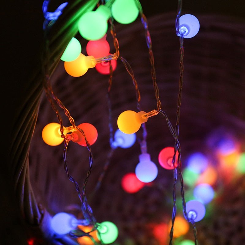 Warm White LED Ball String Lights – Perfect for Indoor & Outdoor Décor