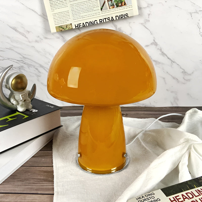 Nordic Glow Mushroom Table Lamp – Retro Scandinavian Glass Lamp for Bedrooms & Living Spaces