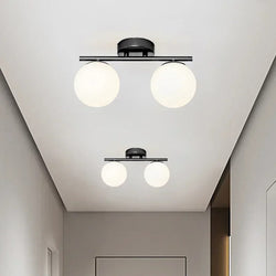 Modern LED Ceiling Light – Dual Glass Globe Design for Hallways and Living Spaces