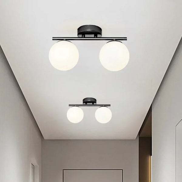 Modern LED Ceiling Light – Dual Glass Globe Design for Hallways and Living Spaces