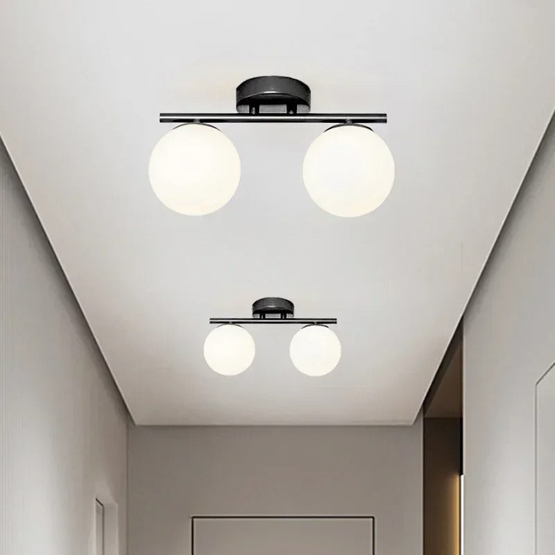 Modern LED Ceiling Light – Dual Glass Globe Design for Hallways and Living Spaces