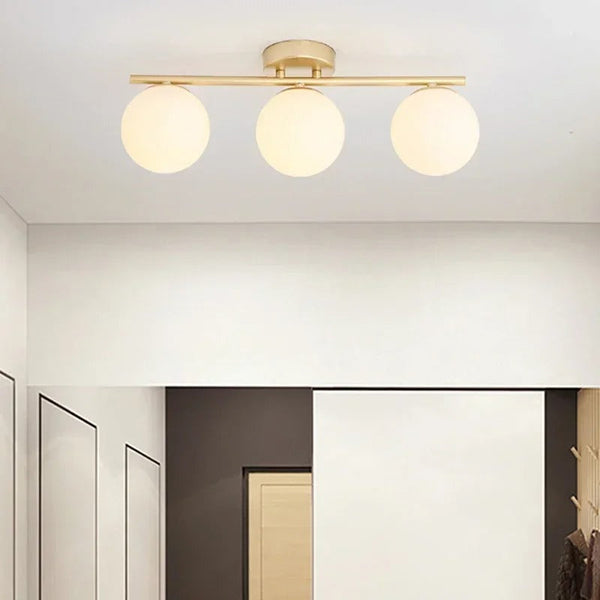 Modern LED Ceiling Light – Dual Glass Globe Design for Hallways and Living Spaces