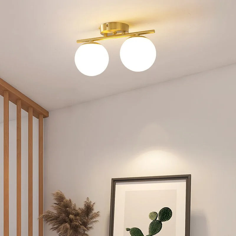 Modern LED Ceiling Light – Dual Glass Globe Design for Hallways and Living Spaces