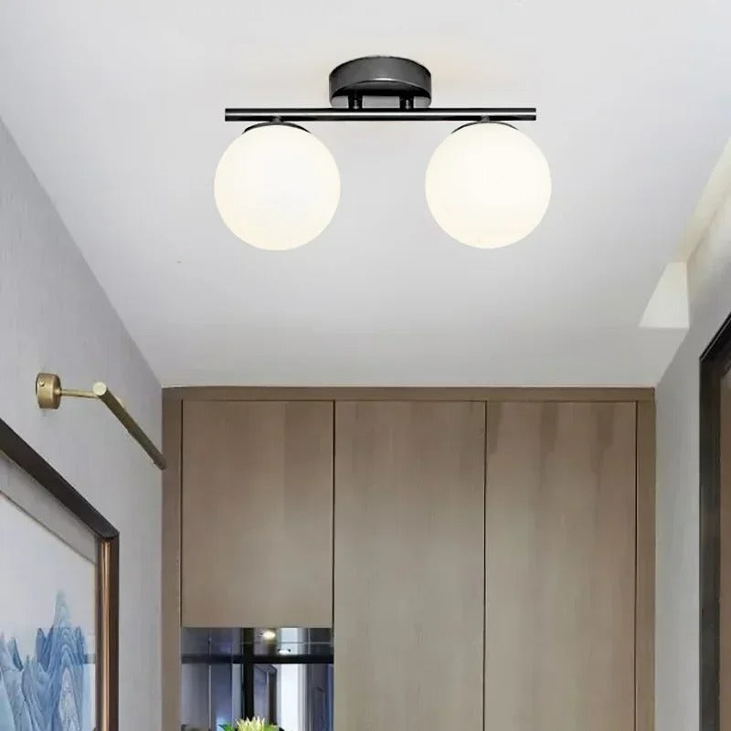 Modern LED Ceiling Light – Dual Glass Globe Design for Hallways and Living Spaces