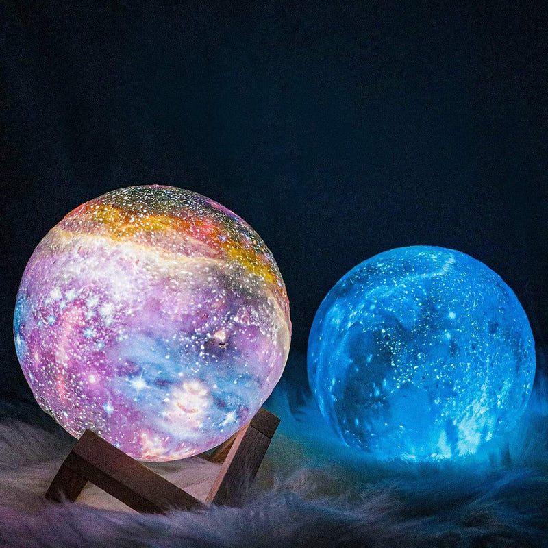 3D Printed Moon Lamp with 16 Colours – USB Rechargeable Night Light with Remote Control