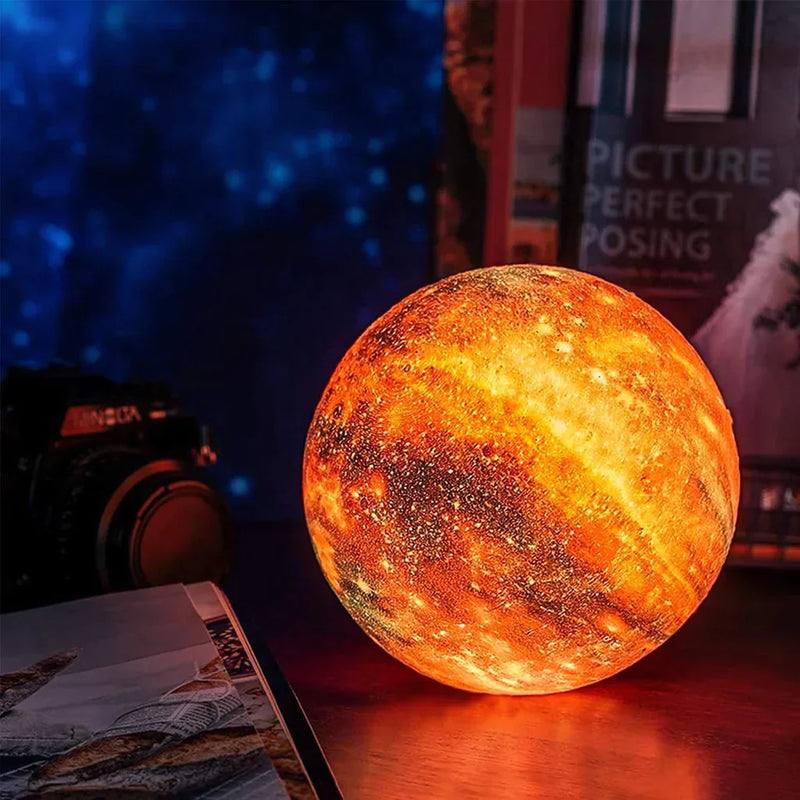 3D Printed Moon Lamp with 16 Colours – USB Rechargeable Night Light with Remote Control