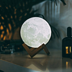 3D Moon Lamp – Rechargeable Touch-Control Lunar Light with Wooden Stand