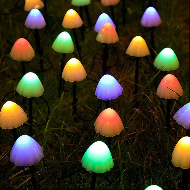 Solar-Powered Mushroom LED Fairy Lights – Enchanting Garden Decoration