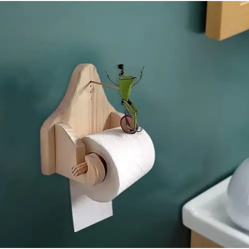 Original Frog on a Bicycle Toilet Roll Holder – Quirky Bathroom Accessory