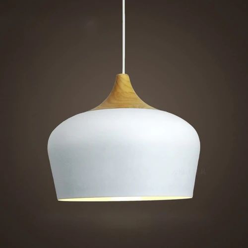 Elegant Pastel Metal & Wood Pendant Lights