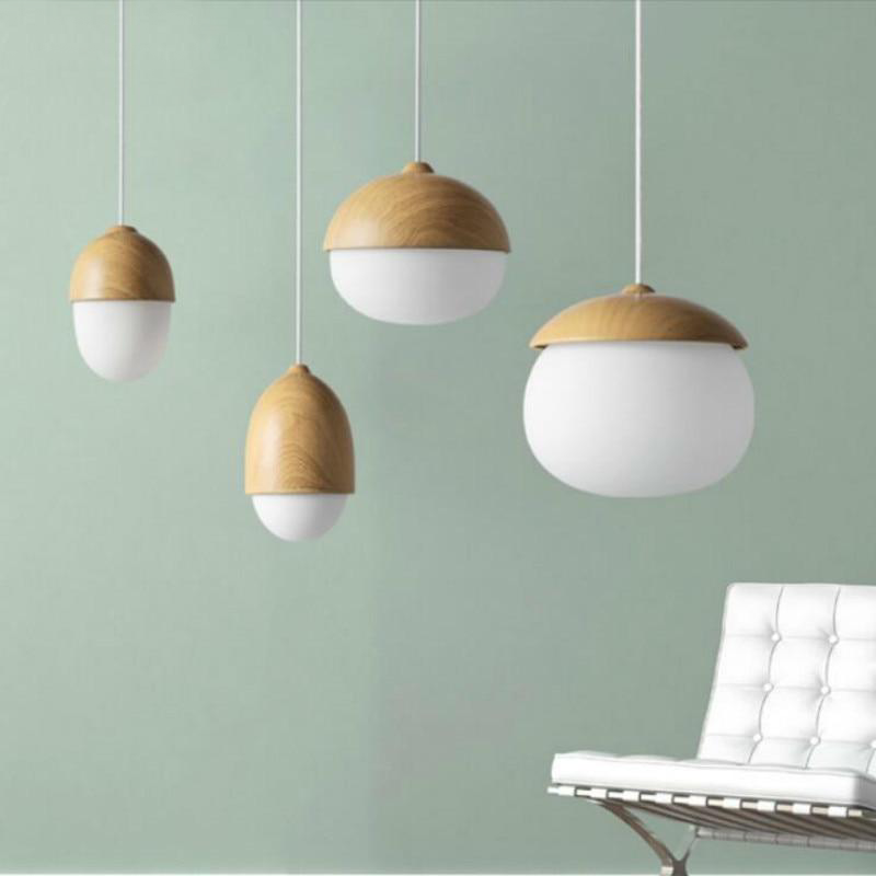 Nordic Wooden Pendant Lights – Modern Glass & Wood Ceiling Lamps