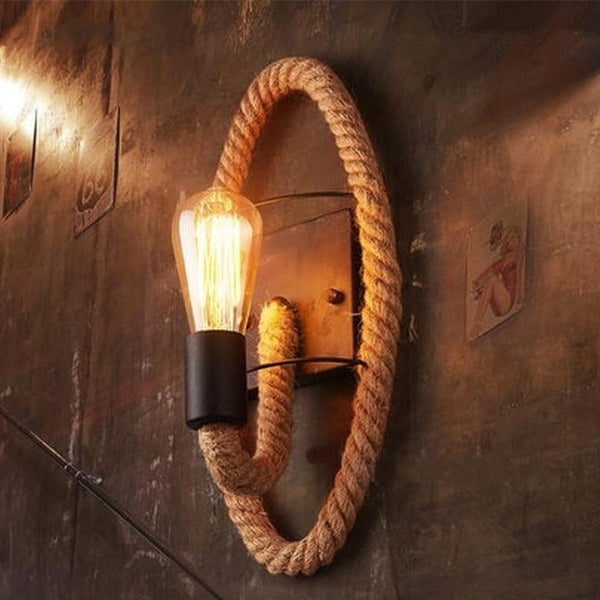 Rustic Rope Wall Lamp – Vintage Industrial Design for Unique Interiors