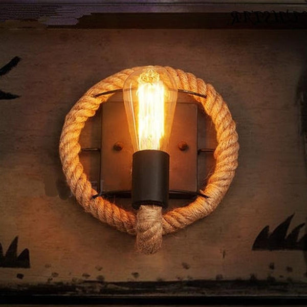 Rustic Rope Wall Lamp – Vintage Industrial Design for Unique Interiors