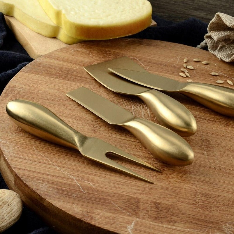 Luxury Gold Cheese Knife Set – Elegant Stainless Steel Cheese Tools for All Varieties