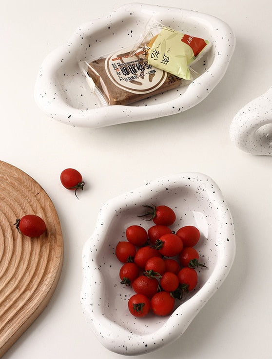 Modern Irregular Chrome Ceramic Tray – Decorative Dish for Snacks, Jewellery & More