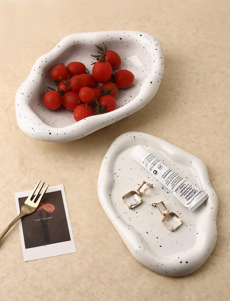 Modern Irregular Chrome Ceramic Tray – Decorative Dish for Snacks, Jewellery & More