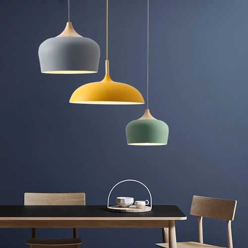 Elegant Pastel Metal & Wood Pendant Lights