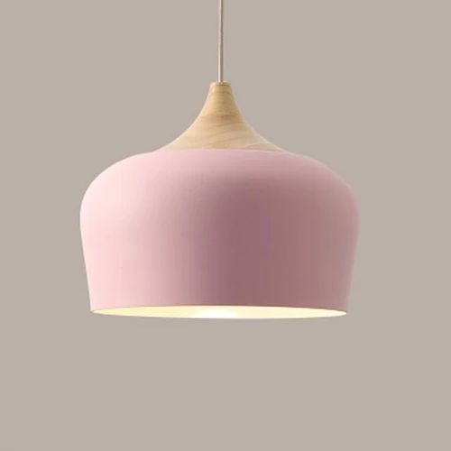 Elegant Pastel Metal & Wood Pendant Lights