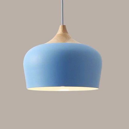 Elegant Pastel Metal & Wood Pendant Lights