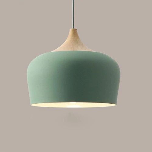 Elegant Pastel Metal & Wood Pendant Lights