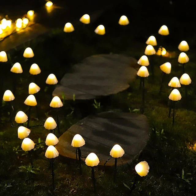 Solar-Powered Mushroom LED Fairy Lights – Enchanting Garden Decoration