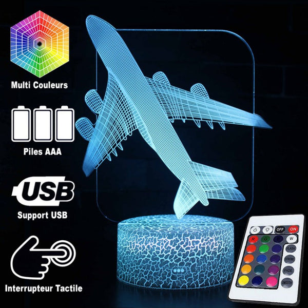 3D Jet Airplane LED Lamp – Unique Aircraft-Themed Night Light for Home and Office