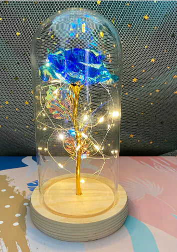 Galaxy Rose Eternal Love Lamp – Enchanting LED Light with Glass Dome