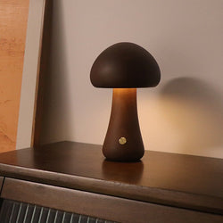 Wooden Mushroom LED Night Light – Artistic Table Lamp for a Cosy Glow