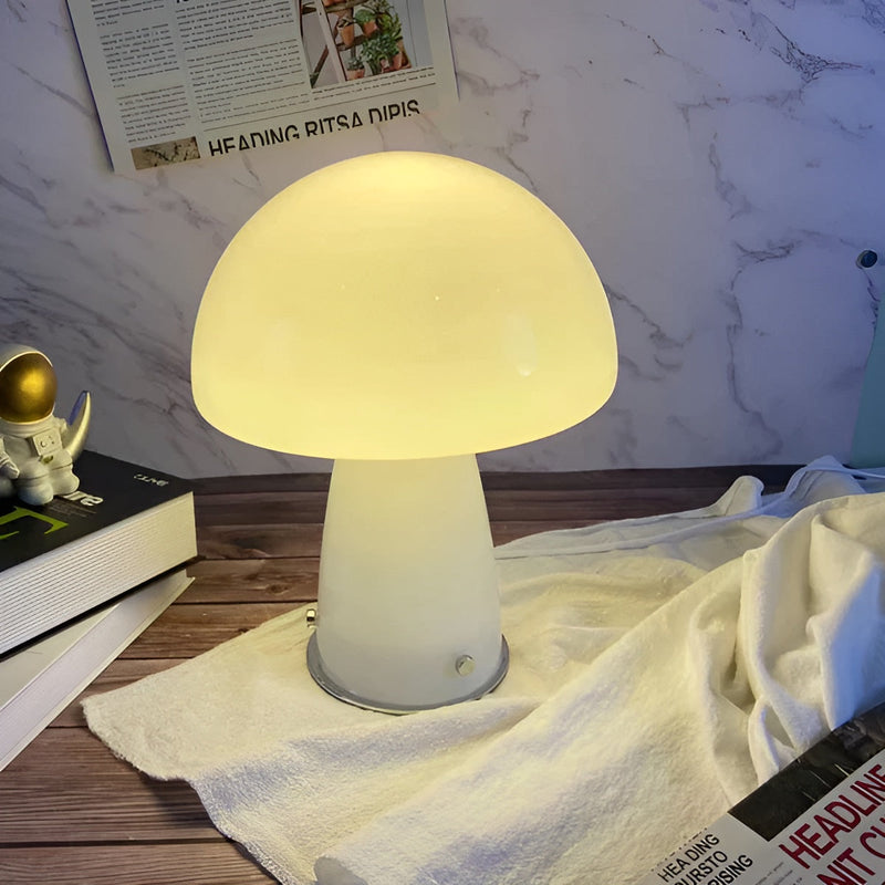 Nordic Glow Mushroom Table Lamp – Retro Scandinavian Glass Lamp for Bedrooms & Living Spaces